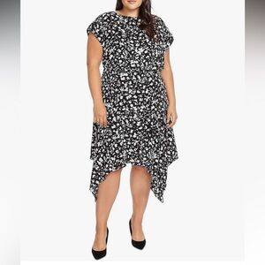 Vince Camuto printed handkerchief hem dress size 16w